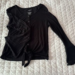Black flared long sleeve shirt